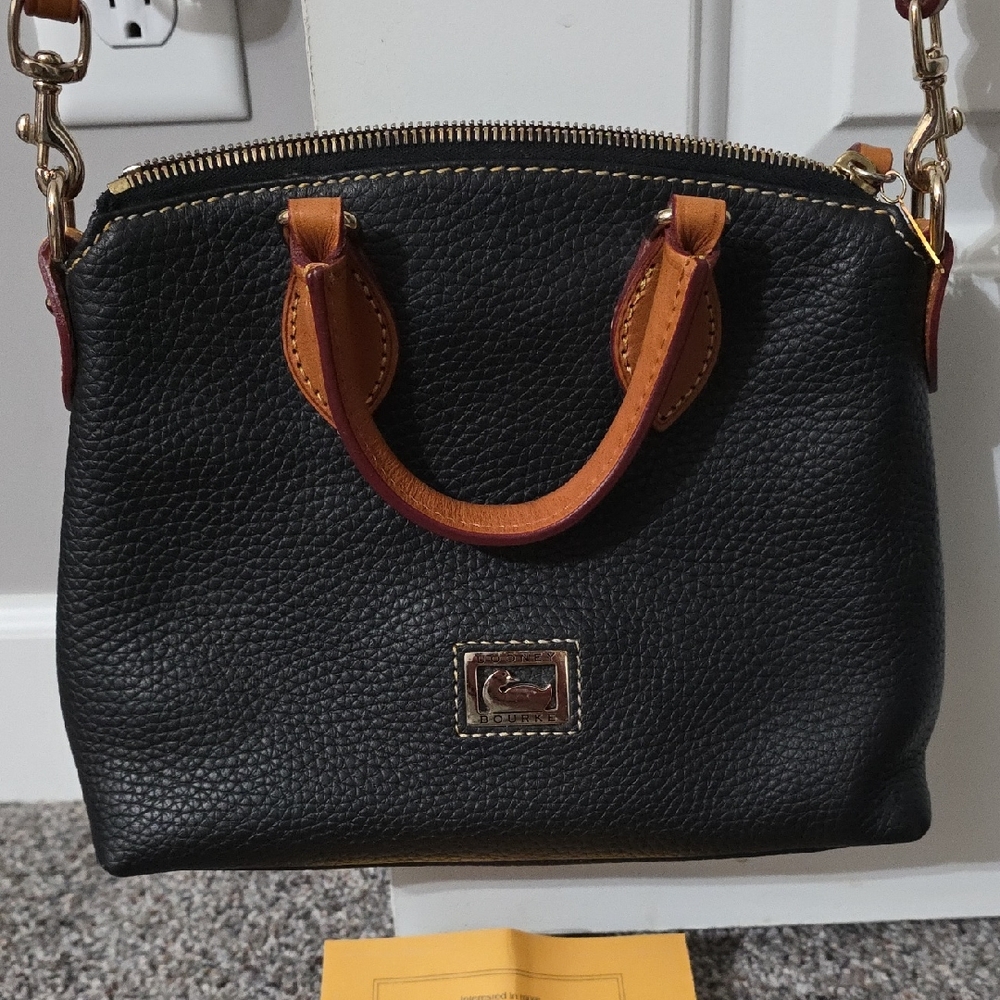 Dooney & Bourke Black and Tan Leather Crossbody
